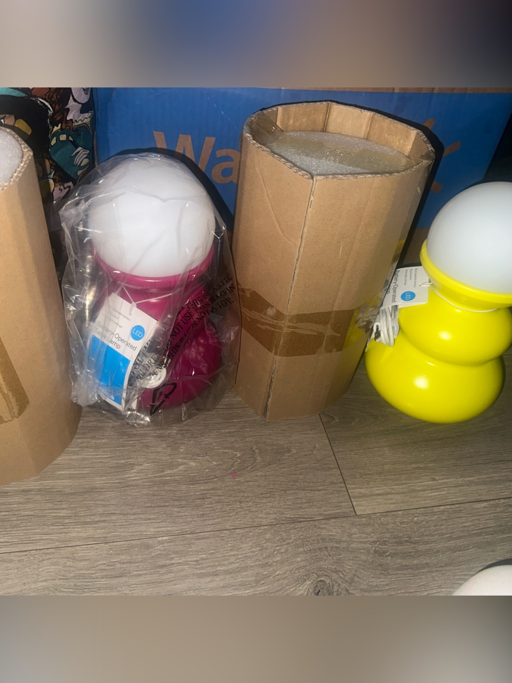 Room Essentials Pink and Yellow Mushroom LED Accent Lamps